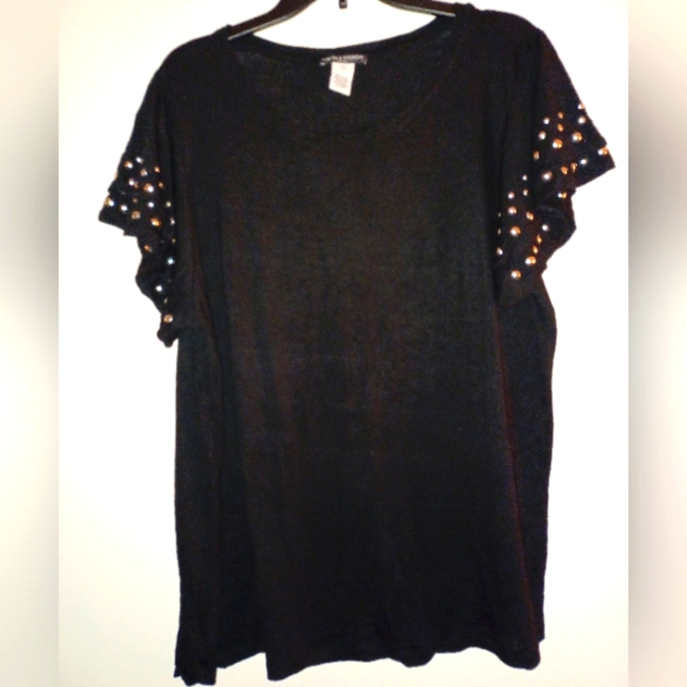 Stylish Stud Sleeved Black Pullover